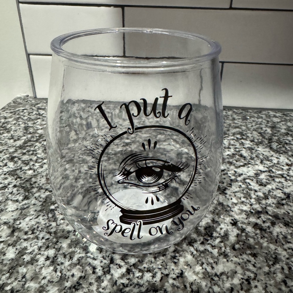 “I put a spell on you” Clear Stemless Wine Cup